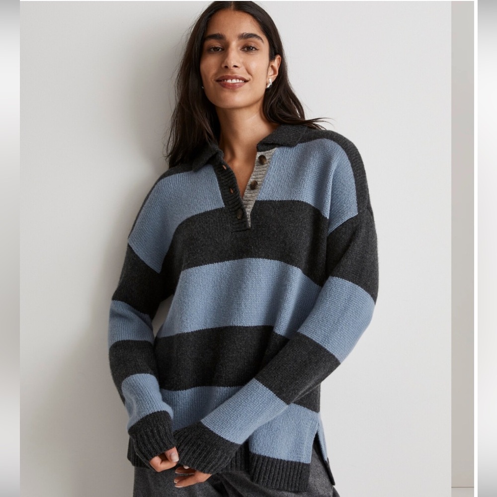 NWT Madewell Rugby Stripe Polo Sweater Size S
